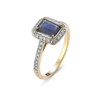 Pierścionek z szafirem i brylantami