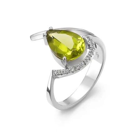 Pierścionek z oliwinem i brylantami