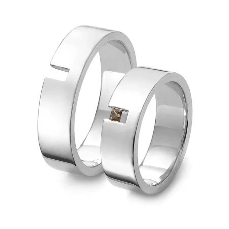 Obrączki ślubne z brylantem koniakowym 0,06 ct