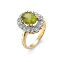 Pierścionek z oliwinem i brylantami