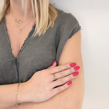 Pierścionek z cytrynem, topazem i brylantami