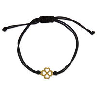 Bransoletka złota na sznurku Au 585 - koniczynka