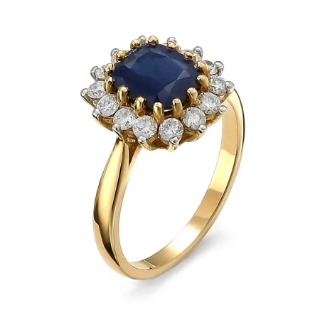Pierścionek z szafirem i brylantami