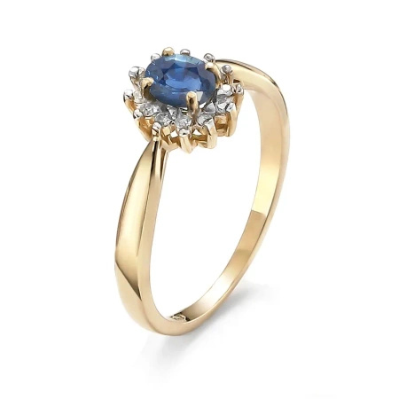 Pierścionek z szafirem i brylantami