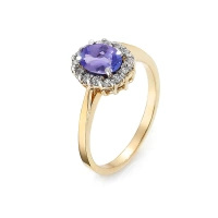 Pierścionek z tanzanitem i brylantami