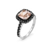 Pierścionek z morganitem i czarnymi brylantami