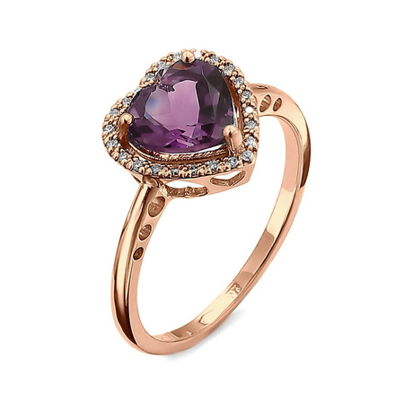 Pierścionek z ametystem i brylantami