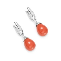 Kolczyki z koralem i brylantami