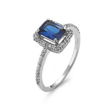 Pierścionek z szafirem i brylantami