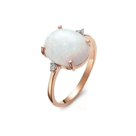 Pierścionek z opalem syntetycznym i cyrkoniami