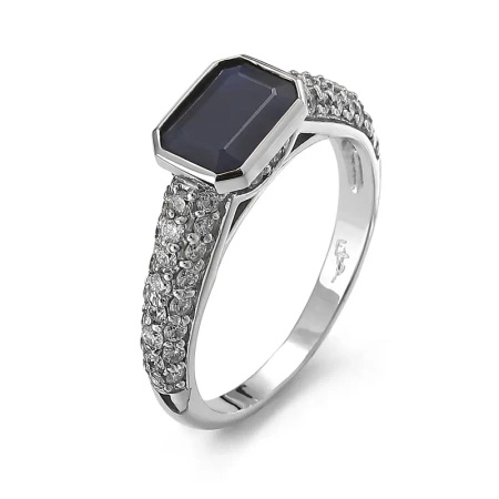 Pierścionek z szafirem i brylantami