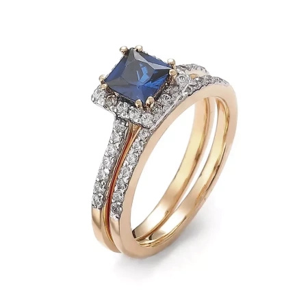 Pierścionek z szafirem i brylantami