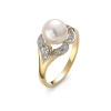 Pierścionek z perłą i cyrkoniami