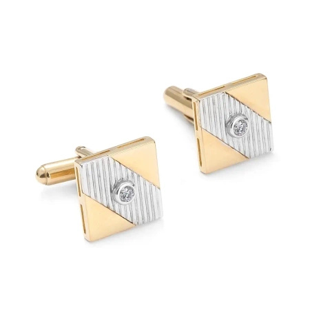 Złote spinki do mankietów z brylantami