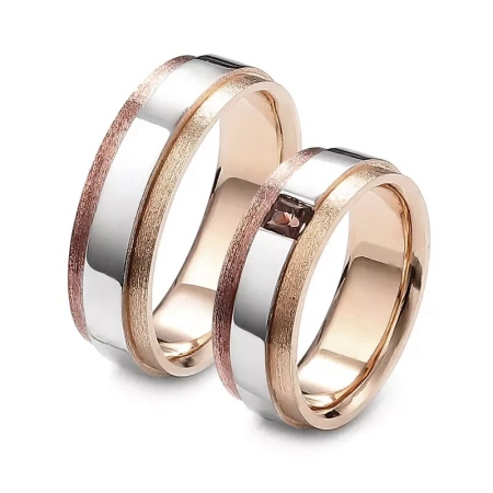 Obrączki ślubne z diamentem koniakowym 0,12 ct