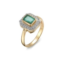 Pierścionek z szmaragdem i brylantami