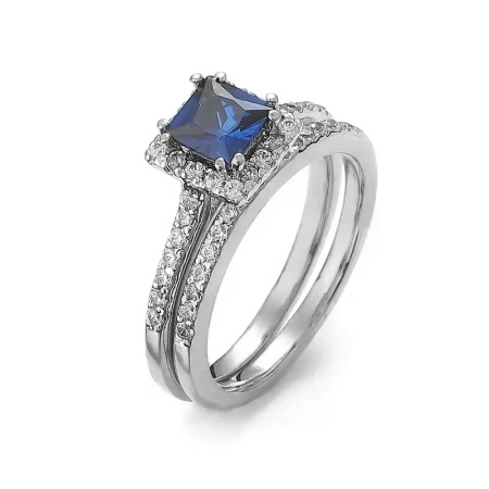 Pierścionek z szafirem i brylantami