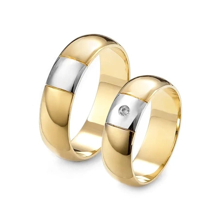 Obrączki ślubne z brylantem 0,02 ct