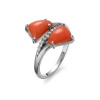 Pierścionek z koralem i cyrkoniami