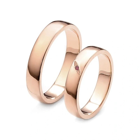Obrączki ślubne z różowym szafirem 0,01 ct