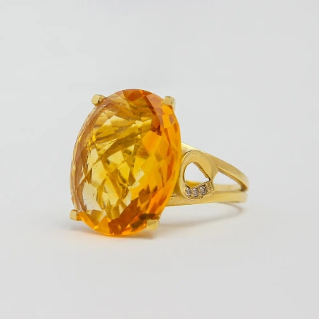 Pierścionek z cytrynem i brylantami