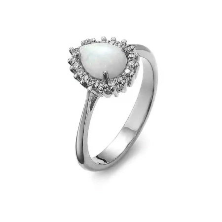Pierścionek z opalem syntetycznym i cyrkoniami