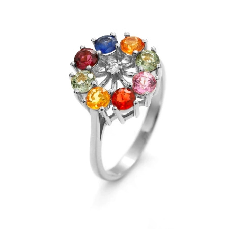 Pierścionek z szafirami i brylantem