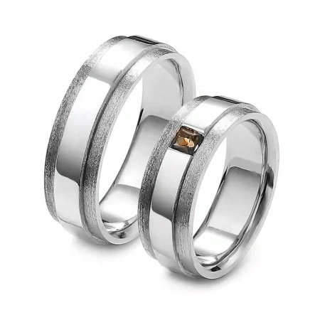 Obrączki ślubne z diamentem koniakowym 0,12 ct