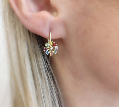 Kolczyki z szafirami mix i brylantami