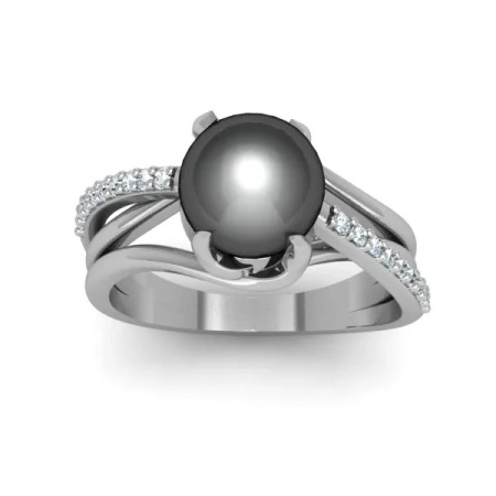 Pierścionek z perłą tahitańską i brylantami
