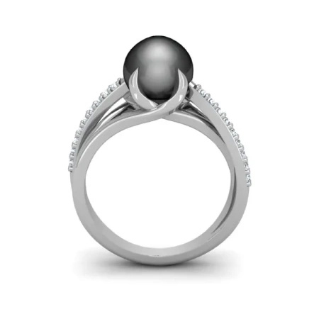 Pierścionek z perłą tahitańską i brylantami