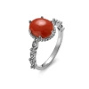 Pierścionek z koralem i cyrkoniami