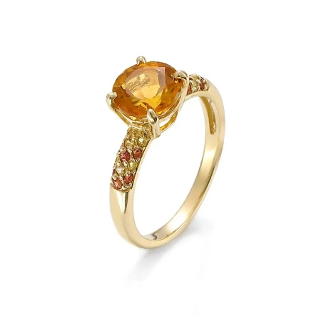 Pierścionek z cytrynem i szafirami