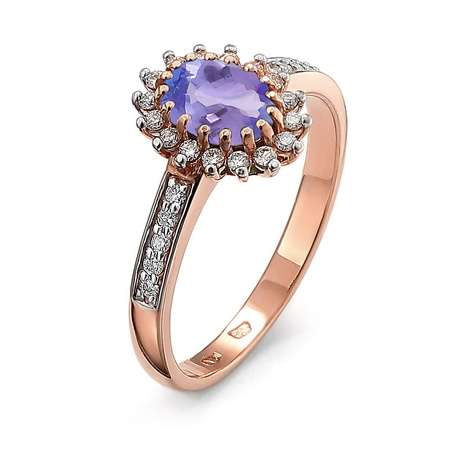Pierścionek z tanzanitem i brylantami