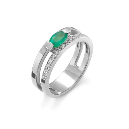 Pierścionek z szmaragdem i brylantami