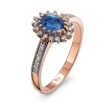 Pierścionek z szafirem i brylantami