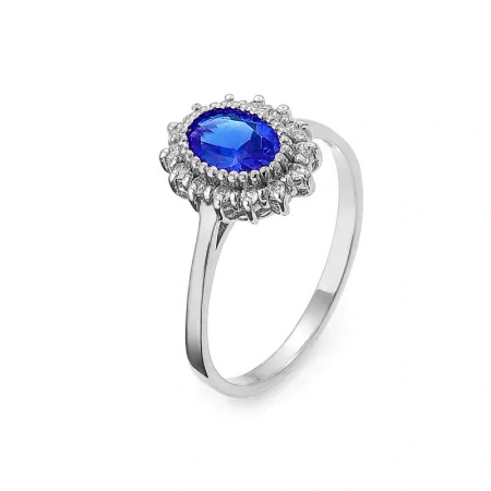 Pierścionek z szafirem i brylantami