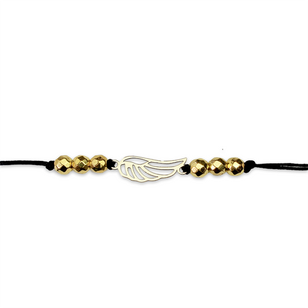 Bransoletka złota na sznurku Au 585 - skrzydełko