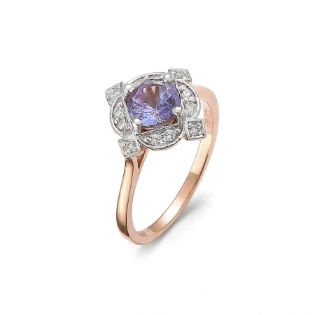 Pierścionek z tanzanitem i brylantami