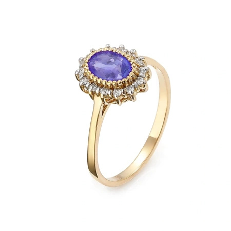 Pierścionek z tanzanitem i brylantami