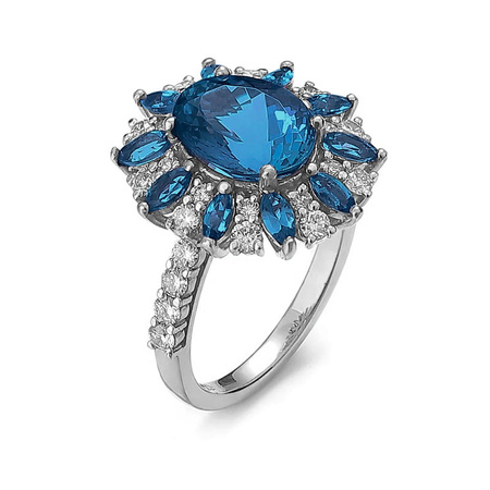 Pierścionek z szafirem i brylantami