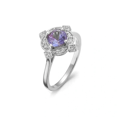 Pierścionek z tanzanitem i brylantami