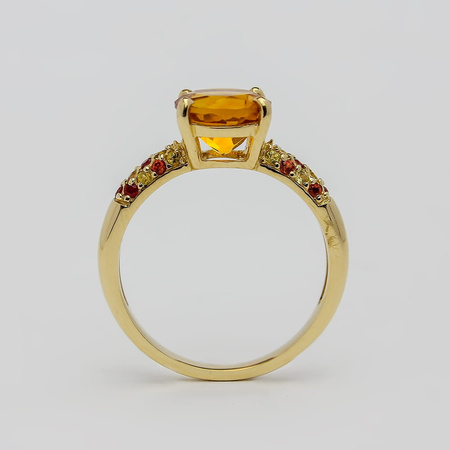 Pierścionek z cytrynem i szafirami