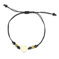 Bransoletka złota na sznurku Au 585 - serce