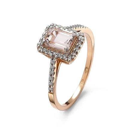 Pierścionek z morganitem i brylantami