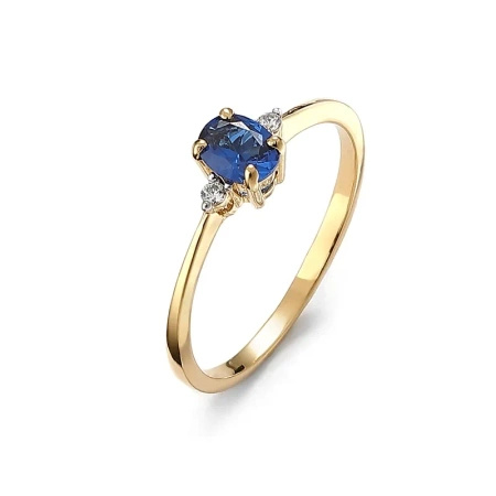 Pierścionek z szafirem i brylantami