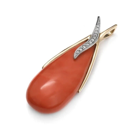 Zawieszka z koralem i brylantami