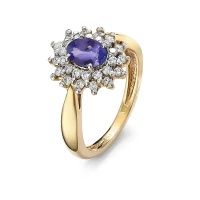 Pierścionek z tanzanitem i brylantami