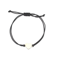 Bransoletka złota na sznurku Au 585 - serce