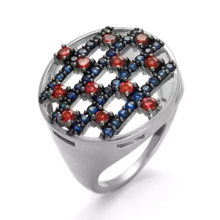 Pierścionek z rodolitem i szafirem